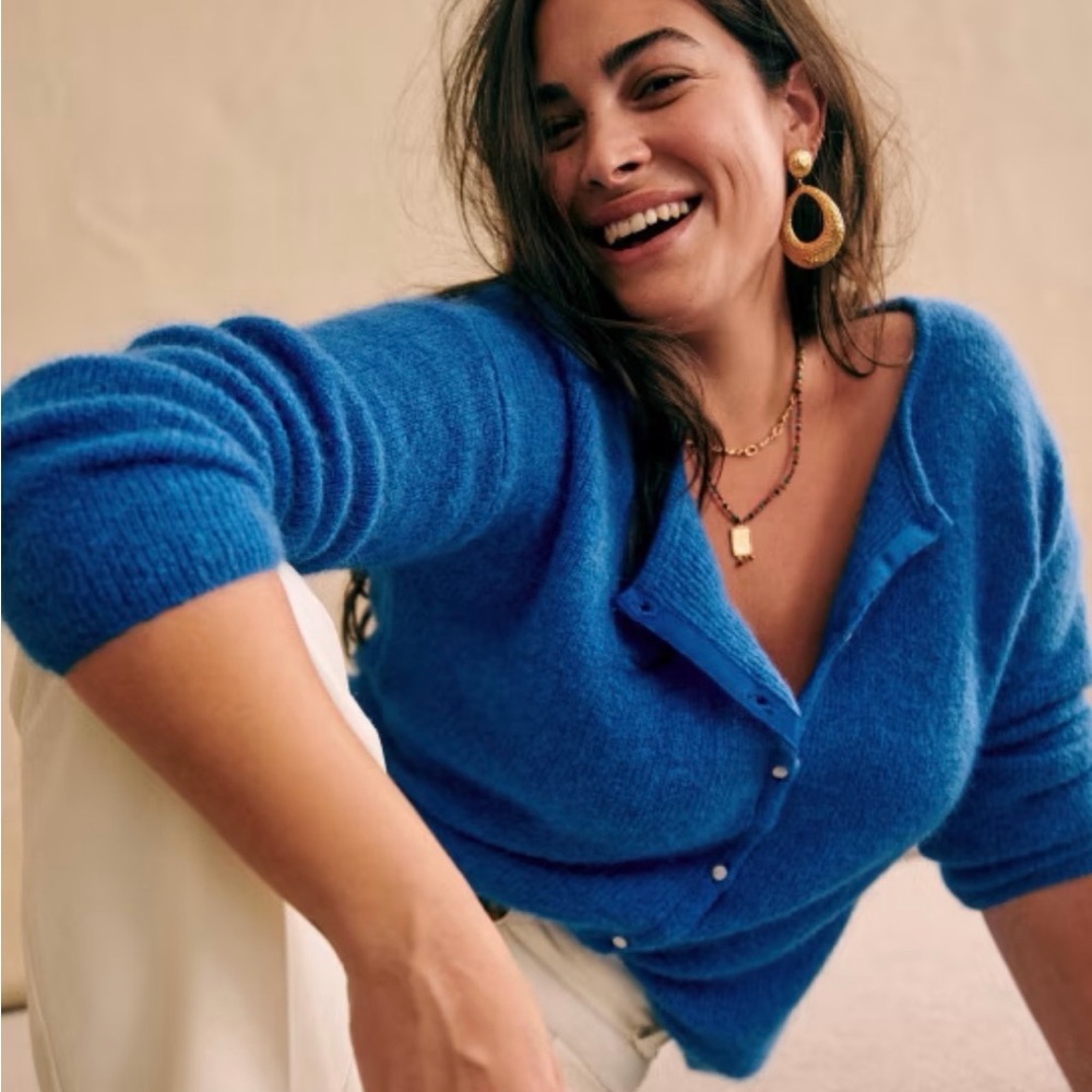 Sezane Gaspard Cardigan Sweater Electric Blue